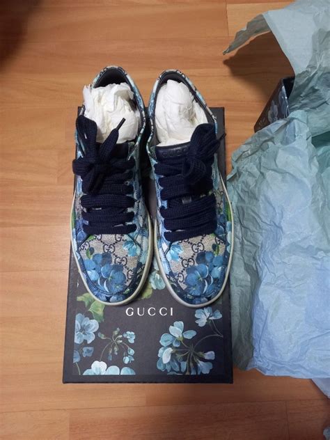 gucci blue blooms sneakers|blue gucci sneakers women.